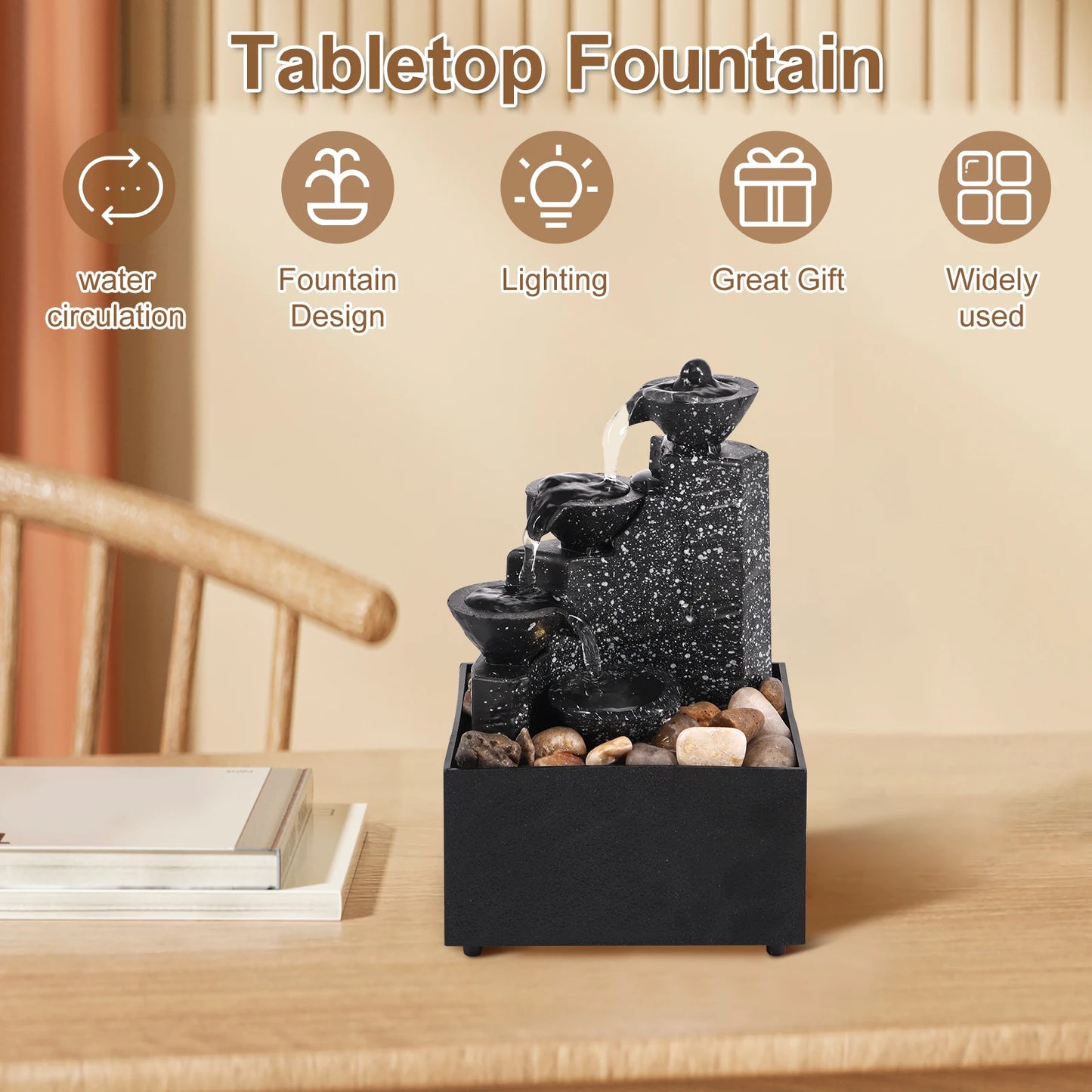 Art Waterfall Fountain Desktop Ornament For Living Room