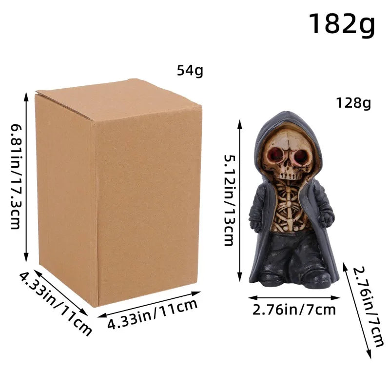Halloween Skeleton Figurine Resin Statue Cape Decor