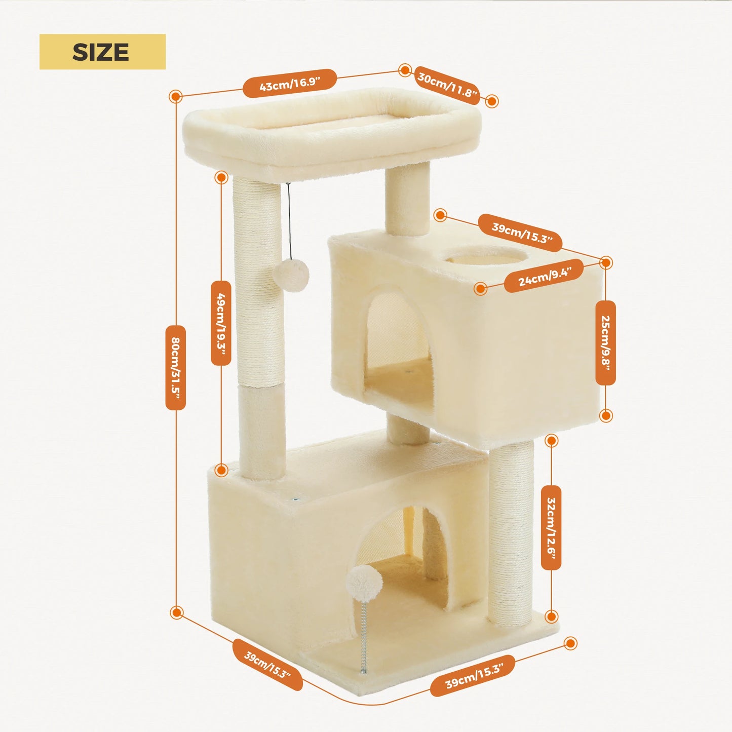 Multi Level Indoor Cat Tree Tower With Spacious Condos