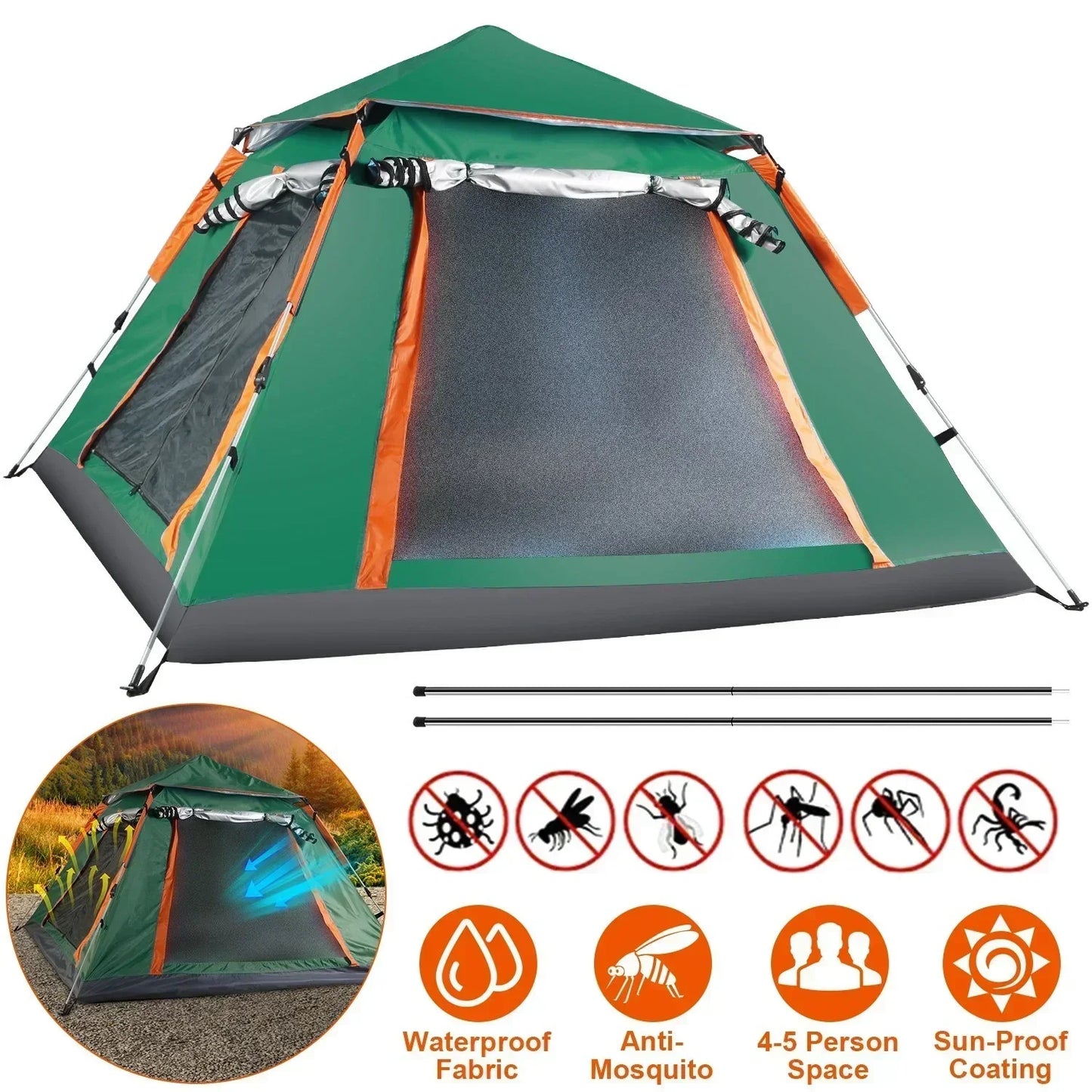 Auto Quick-Opening Outdoor Camping Tent Portable Rainproof Shelter