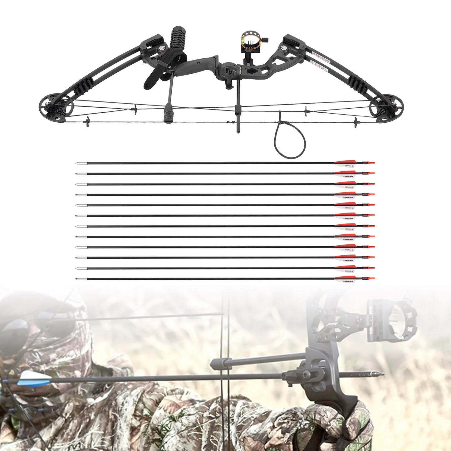 Compound Bow Right Hand Hunting Kit with Sight and Accessories