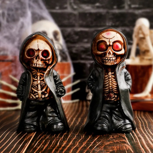 Halloween Skeleton Figurine Resin Statue Cape Decor