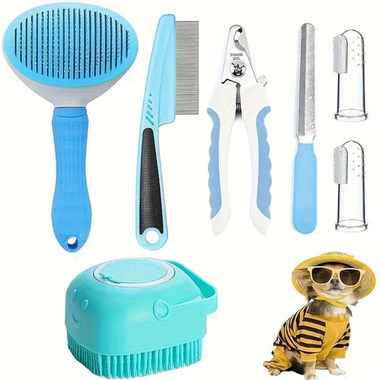 Pet Grooming Set for Dogs with Flea Comb and Clippers