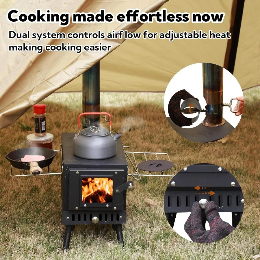 Portable Folding Wood Burning Stove For Camping With Spark Arrestor