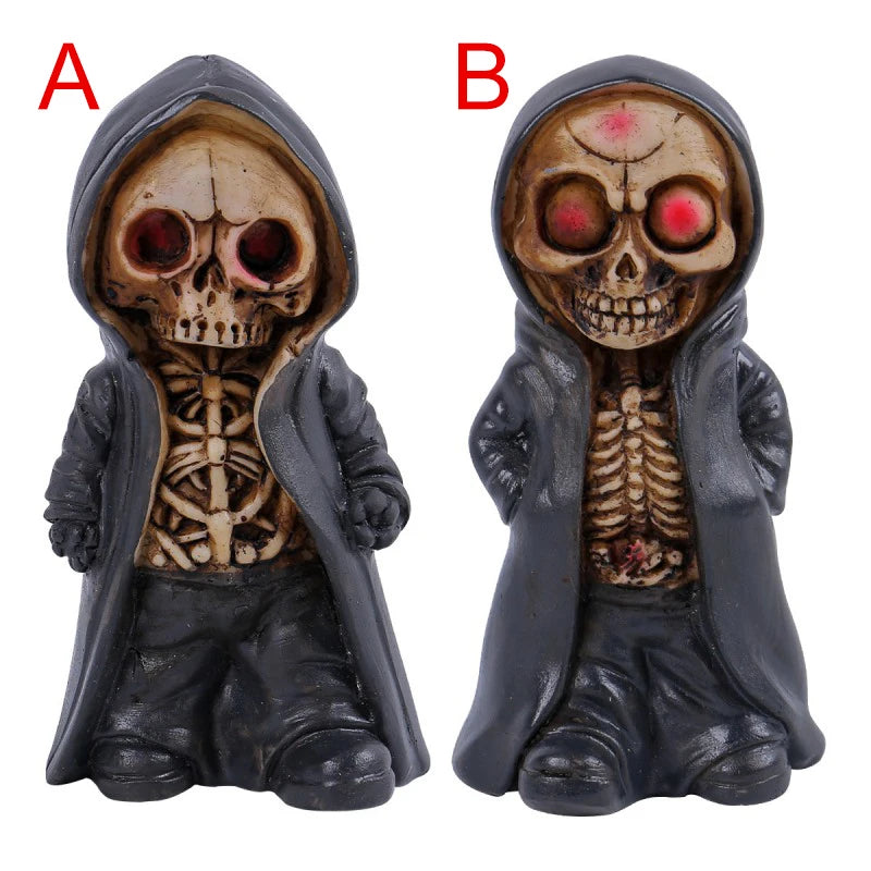 Halloween Skeleton Figurine Resin Statue Cape Decor
