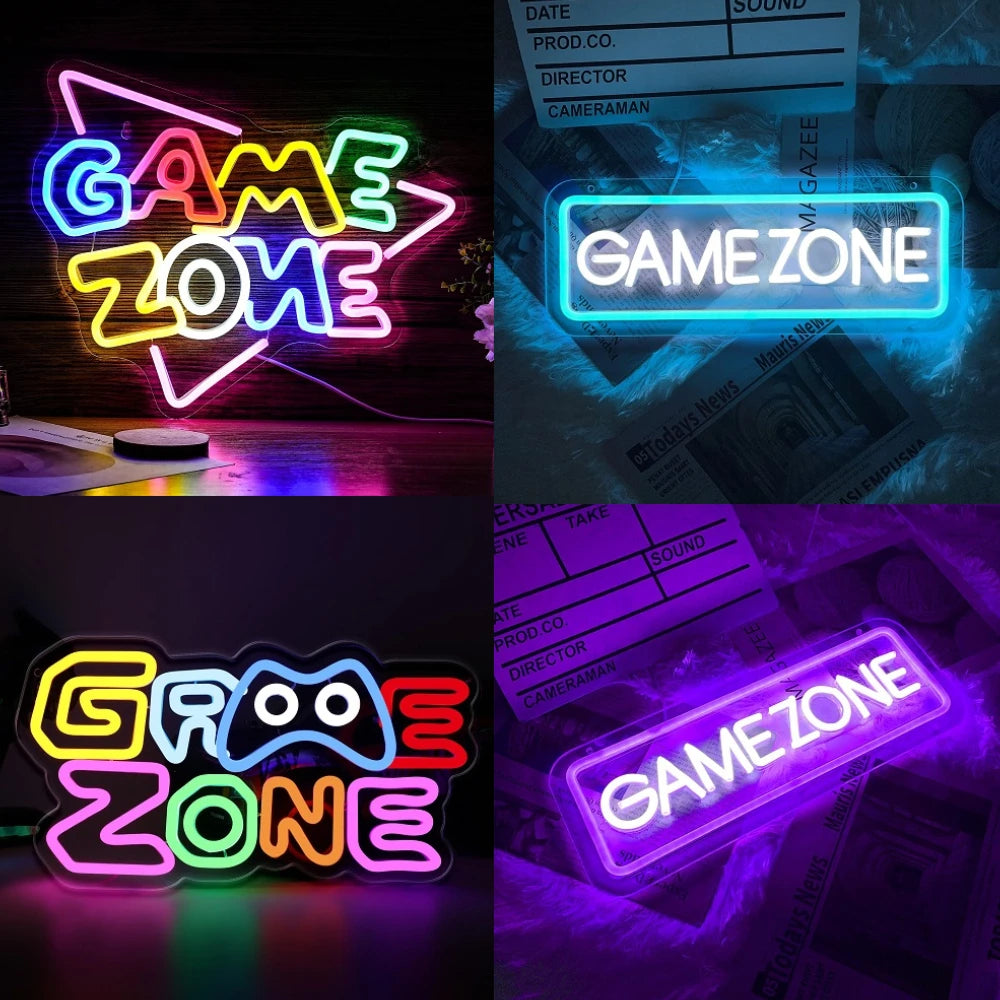 Game Zone Neon LED Sign Wall Decor for Gamers