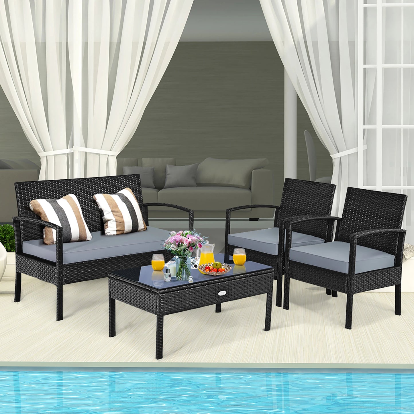 Patio Rattan Furniture Set for Relaxing Garden Deck Moments