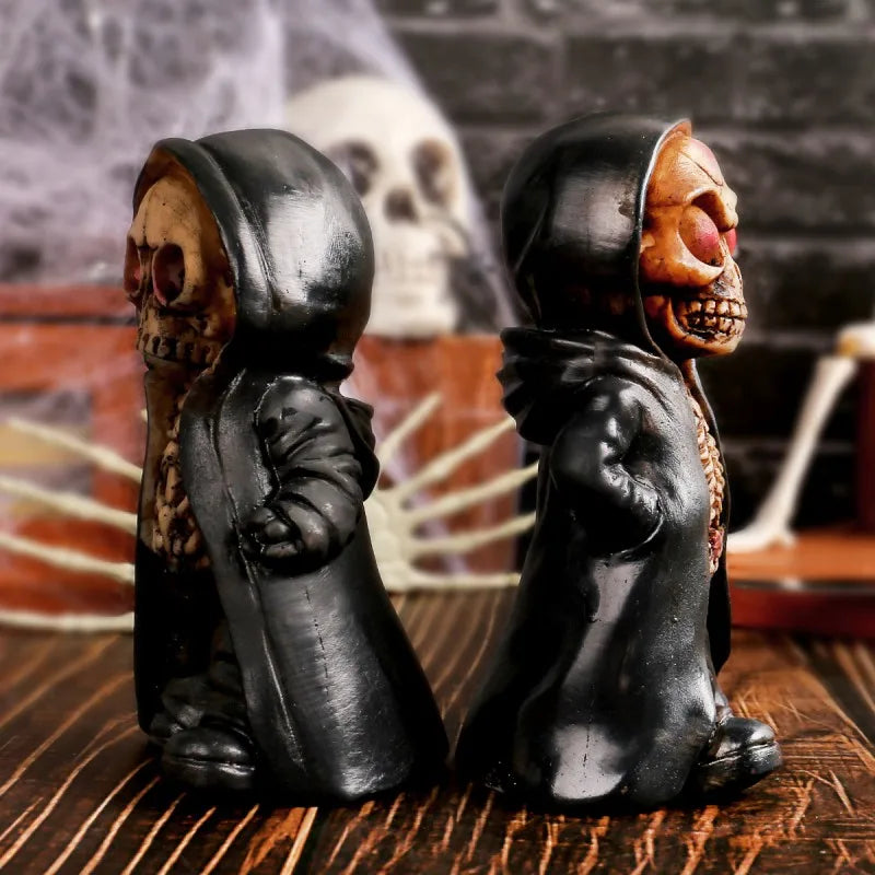 Halloween Skeleton Figurine Resin Statue Cape Decor