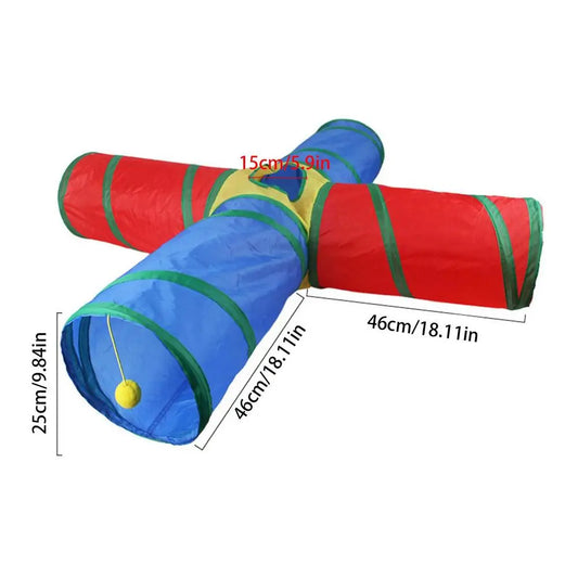Foldable Cat Kitten Play Tunnel 4 Way Funny Cat